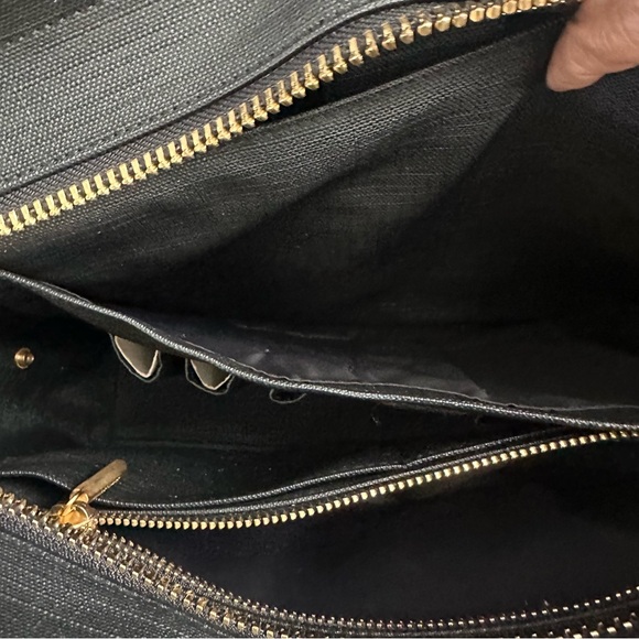 Dagne Dover Black Structured Work Tote Gold Hardware Laptop Bag - Picture 10 of 16